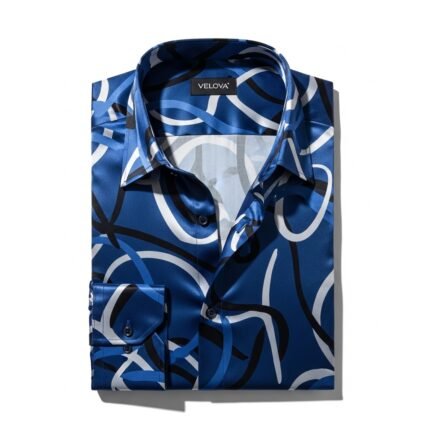 Velova Men's Designer Party Shirt | Silky Satin Slim Fit Button-Up Clubwear